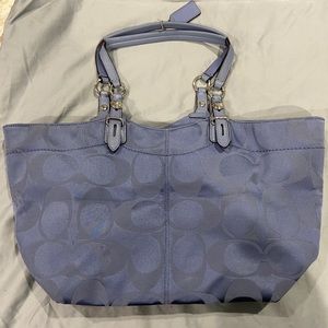 Periwinkle Signature Print Coach Handbag